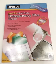 Apollo VCG7033S Quick-Dry Color InkJet Printer Transparency Film 8.5" x 11" 50pk