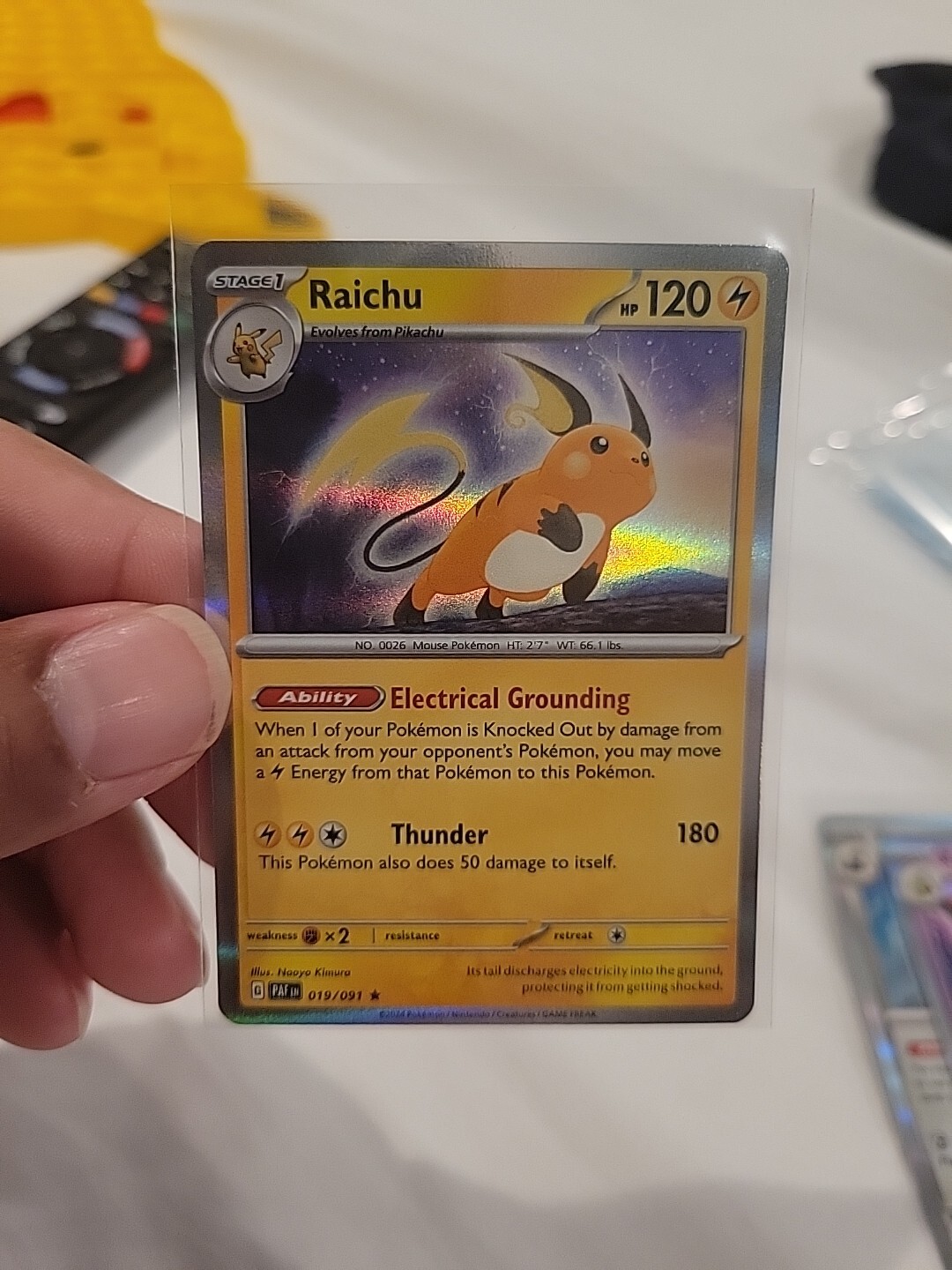 Pokémon TCG 1x Raichu  PALDEAN FATES 019/091 RARE HOLOFOIL NM