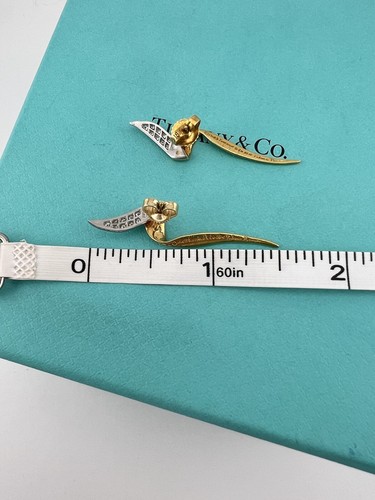 Vtg. Tiffany & Co. 1983 Diamond Chrysalis Earrings 18k Paloma Picasso - Picture 5 of 6