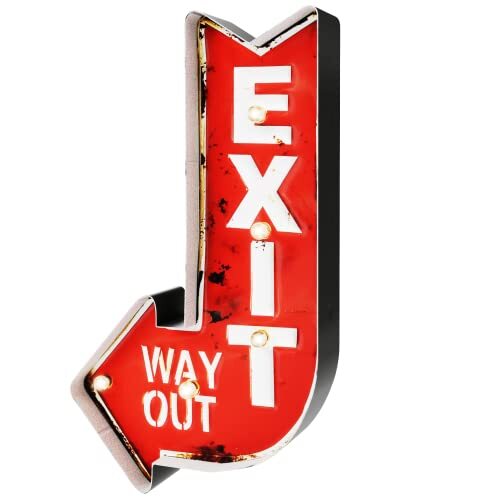 Segnale de Uscita Cartello Luminoso rétro, Exit Sign Vintage, insegna in (h1B)