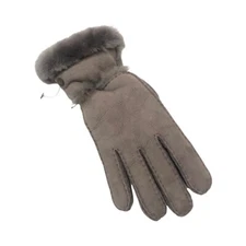 UGG Women's Sheepskin Exposed Stormy Grey Slim Tech Gloves Shearling 1089889