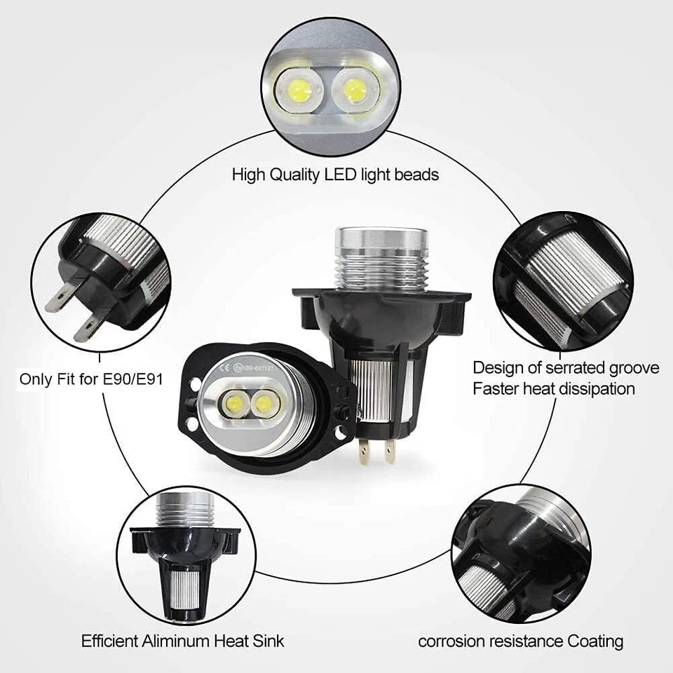 2X LED Angel Eyes Für BMW E90 E91 XENON WEISS Standlicht Für BMW Ringe 6000K - Bild 2 von 4