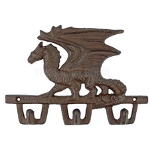 Dragon Wall Hook Cast Iron Key Rack Hanger Medieval Mythical Fantasy Creature 
