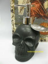 Halloween BLACK Skull PUMP SOAP DISPENSER Bathroom BATH KITCHEN Skeleton New