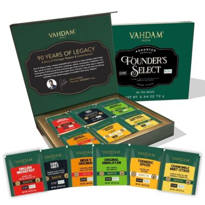 Mothers Day Gift Set 6 Varieties 36 Tea Bags Black Green Chai Herbal Sampler