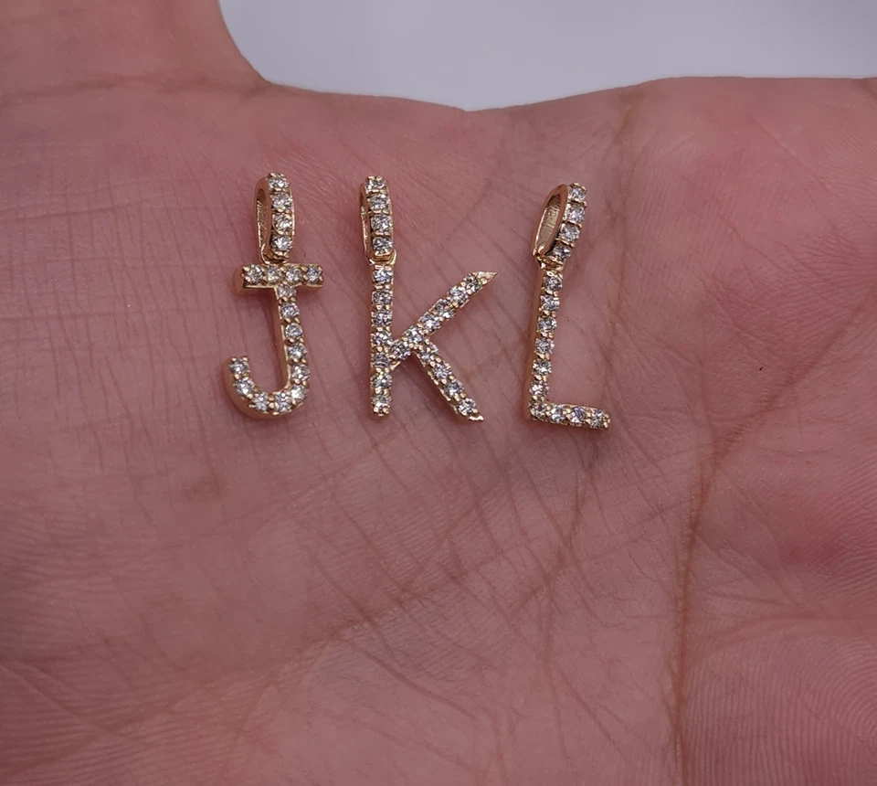 14Kt Gold Initial Letter 0.36 Ct Genuine Natural Diamond Pendant - Image 4 of 4