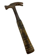 Vintage Estwing 16 oz. Straight Claw Hammer with Stacked Leather Washer Handle