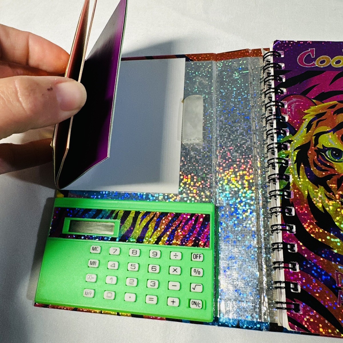 Vintage LISA FRANK Forrest Tiger Rainbow Trifold Flip Out Agenda