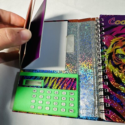 Vintage LISA FRANK Forrest Tiger Rainbow Trifold Flip Out Agenda