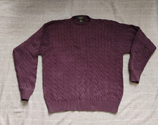 Vintage J Crew Oarsman Cotton Fisherman Sweater XL Aubergine Brown Chunky