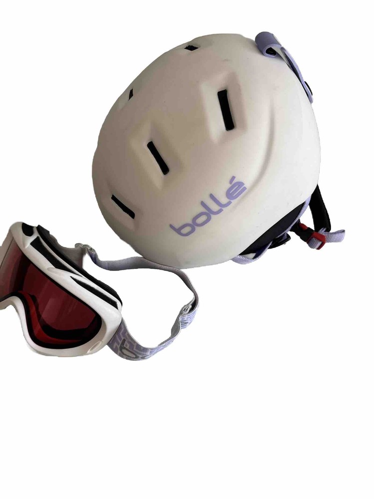Bolle Kids Helmet White Skiing Snowboarding Size XS and Matching Bolle Googles