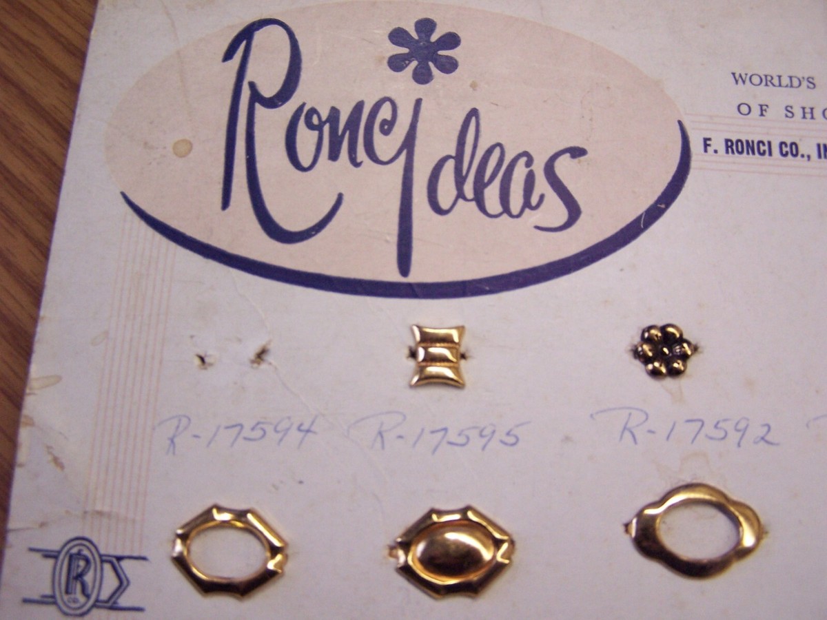 RONCI Vintage Salesman Sample Card Display Shoe Buckles 