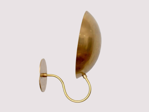 Brass Curved Wall Sconce Modern Style Mid Century Handmade Raw Brass Wall Lamp - Picture 3 of 6