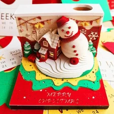 3D Notepad With Week Calendar 2025 Christmas Snowman Memo Pad Sticky Note D2P3