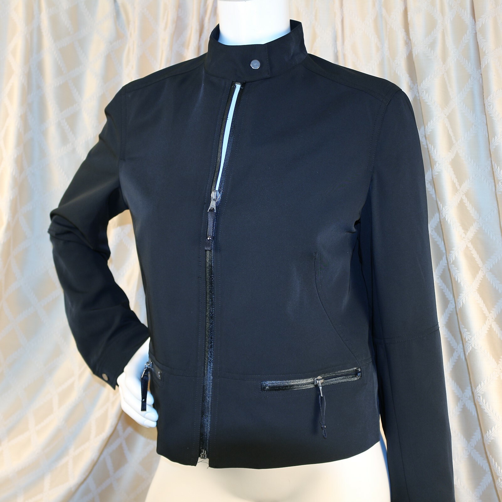 DALIA Black Solid Elbow Patch Polyester Blend Wom… - image 1