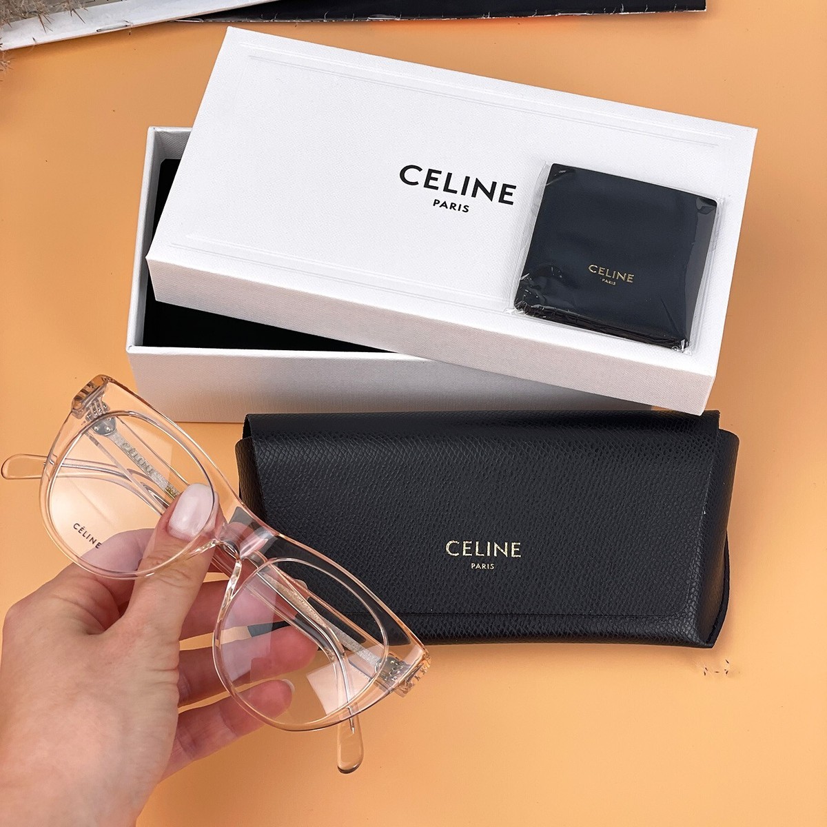 Celine Eyeglasses CL50019I 072 Transparent Light Pink Cat Eye Unisex Celine CL50086I 072 Glasses - US main image 2