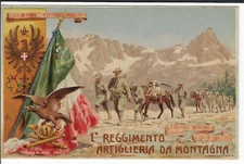 Italian Art Military Postcard 1o Regg Artiglieria Da Montagna Eritera & Libia