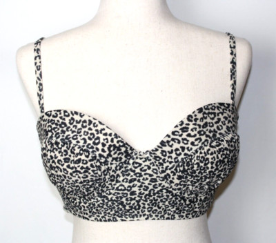 xhilaration Bra Cream and Black Leopard Print Cup is D Large