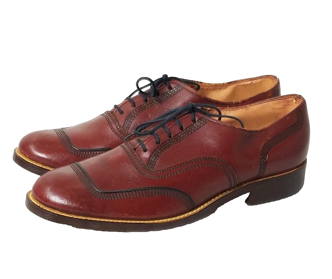 Vintage 1950\'s Men\'s Red Genuine Leather Goodyear Oxford Shoes Size 5.5 Vintage 1950 main image 4