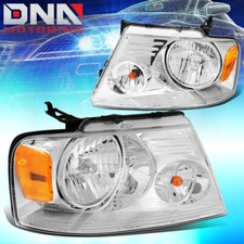 For 2004-2008 Ford F150 Lincoln Mark LT Pair Headlight Headlamps OE Style Chrome