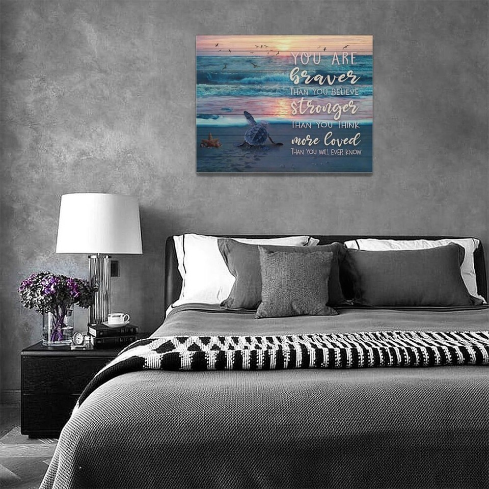 Coastal Beach Sunset Decor Wall Art Sea Turtle Wall Decor Ocean