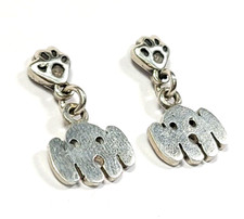 Sterling Silver Dog Head and Paw Dangling Earrings