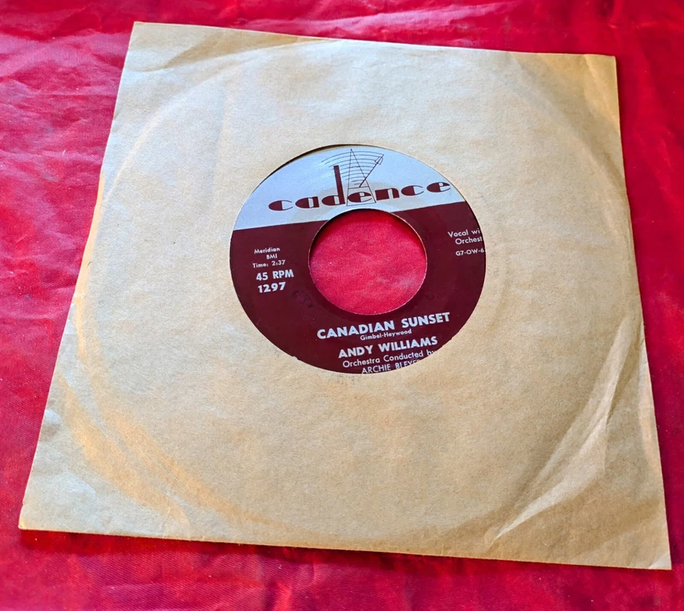 VTG ANDY WILLIAMS HIGH UPON A MOUNTAIN / CANADIAN SUNSET 45 (7" RECORD CA 1297X) - Image 3 of 4
