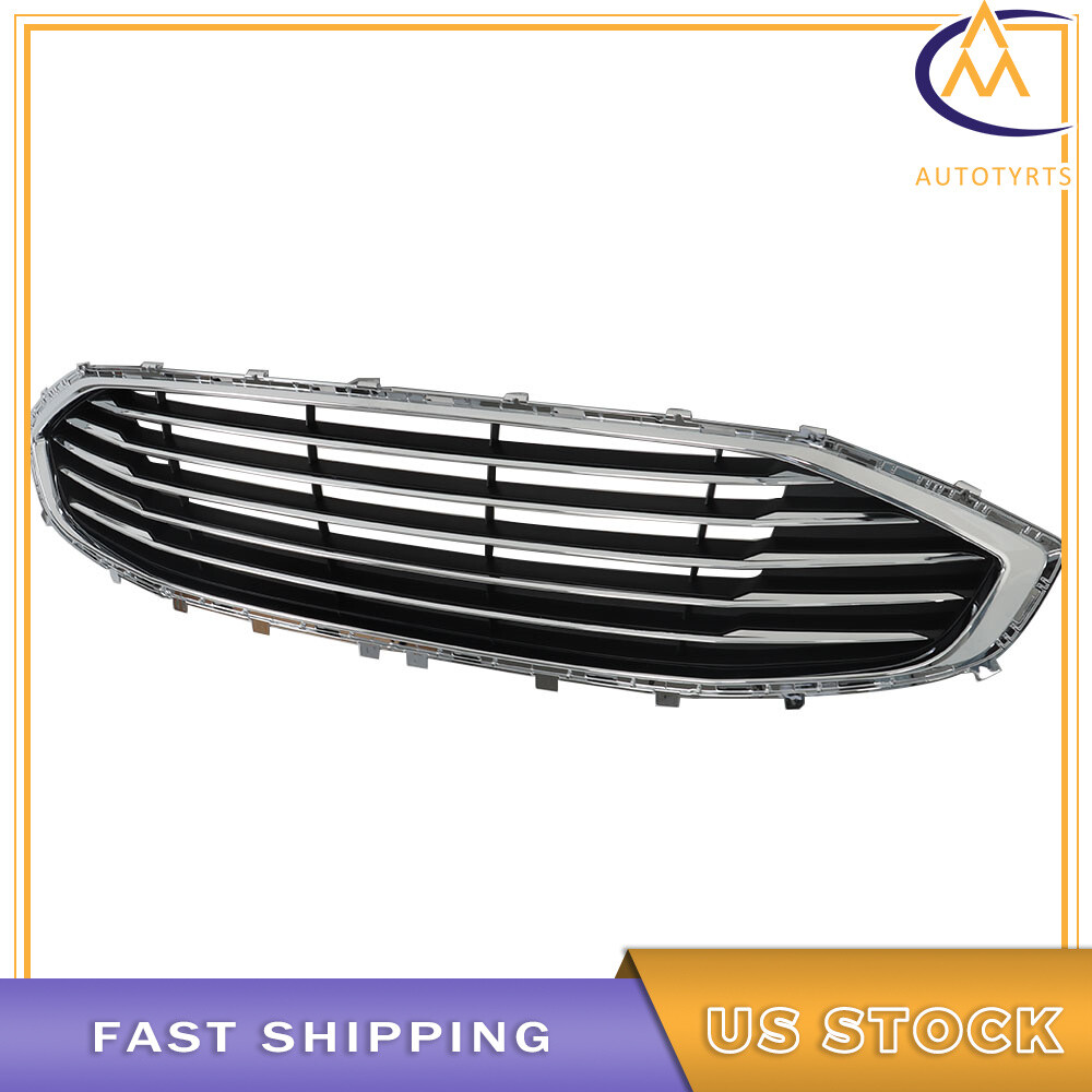 Horizontal Billet Style For 2019-2020 Ford Fusion Front Upper&Lower Grill Chrome