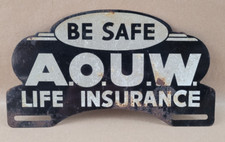 Esté seguro con AOUW seguro de vida antigua Orden de Trabajador Unido tapa de placa