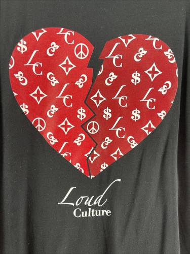 Loud Culture Shirt Mens Sz 2XL Graphic Red Heart Black Short Sleeve Tee - 第 2/9 張圖片