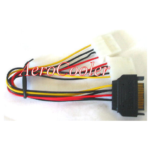 8inch (AOC) SATA 15pin (Male) Power to Dual 4pin Molex (Female) Y Cable - Picture 1 of 1