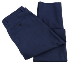 JOHN VARVATOS STAR Navy Blue Tonal Check STREET Slim Fit Wool Dress Pant 32 NWOT