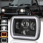 Fit Chevy S10 Pickup 1982-1993 5x7 7x6" inch LED Headlight Halo DRL Z-shape Beam