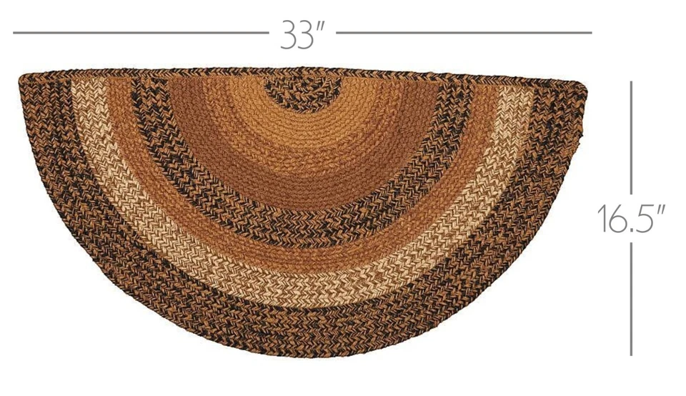 Alfombra trenzada para hogar o puerta ecológica marrón medio círculo 33" L Kettle Grove Foto 2 de 4