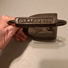 Antique #6 Lbs Sad Iron Late 1800's Cast Iron Geneva ILL Stamped Decor