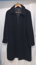Eileen Fisher 100% Wool Italian Black Long / Overcoat Size M 12-14