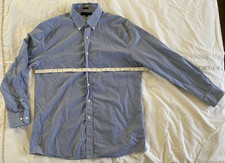Tommy Hilfiger Slim Fit Gingham Blue White 100 Cotton Dress Shirt L 16.5 32-33