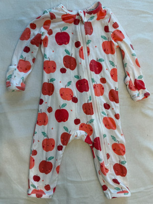 ANGEL DEAR ZIP ROMPER sleeper 0-3M apple print 2 way zipper