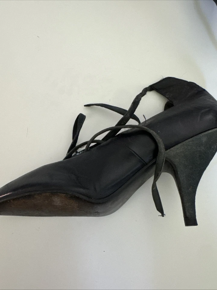 Vintage 1980s Maud Frizon Lace Up Black Pumps Heels Shoes - Image 4 of 4