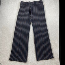 Vintage Gianni Versace Couture Linen Pants Mens 52 Black Copper Pinstripe Italy