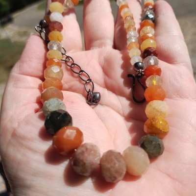 Jay King DTR mine finds natural stone faceted Necklace 925 Sterling Silver