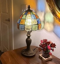 Tiffany Style Table Lamp Agate Stained Glass Bedside Nightstand Light