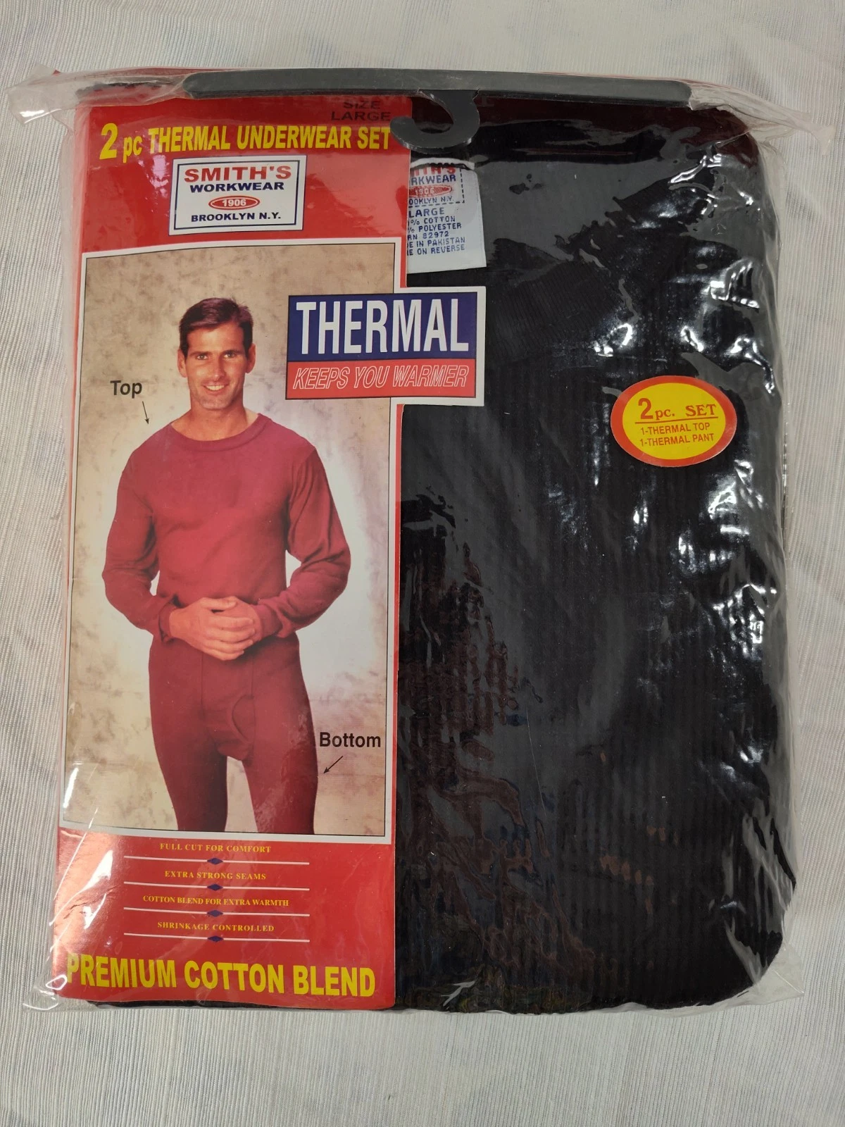 Smith's Workwear 2 pc. Thermal Underwear Set Black Top & Pants Size L ST43
Opens in a new window or