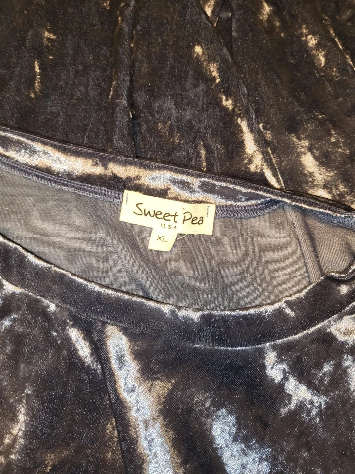 Vestido túnica de terciopelo azul guisante dulce manga campana talla XL caprichoso Foto 4 de 4