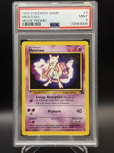 Pokemon TCG Mewtwo #3 Black Star Movie Promo Card PSA 9 with Stamp