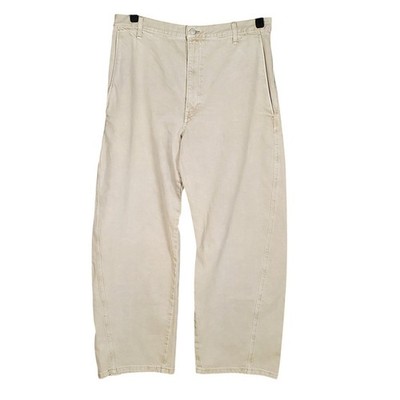 COS Denim Barrel Leg Pants NWT Organic Cotton Curved Balloon Trousers Beige 14