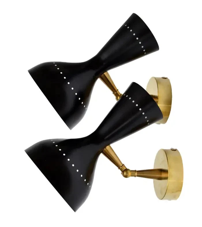 Diabolo Sconce Stilnovo Brass Metal Black White Enamel Finish Christmas Gift