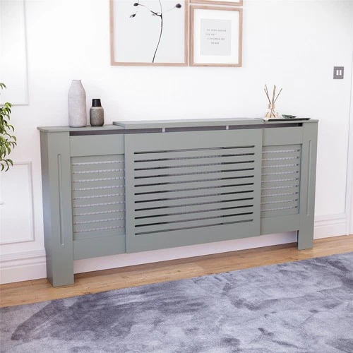 SALE Adjustable Radiator Cover Shelf MDF Horizontal Slats Home Decor Olive Grey