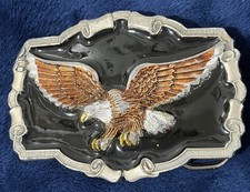 Vtg 1980s Enameled Great American Buckle Co Bald Eagle Belt Buckle QD1243 Metal