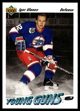 1991-92 Upper Deck #590 Igor Ulanov Winnipeg Jets Rookie Hockey Card. rookie card picture